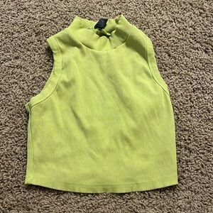 Green Crop Top Turtle Neck